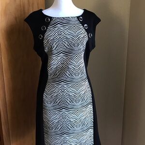Simon Chang Chic Zebra Print Black Dress